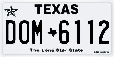 TX license plate DOM6112