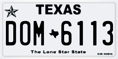 TX license plate DOM6113