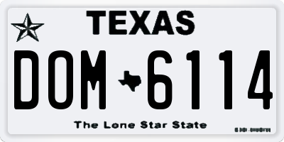 TX license plate DOM6114