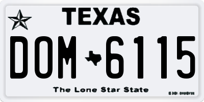 TX license plate DOM6115