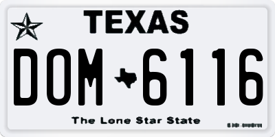 TX license plate DOM6116