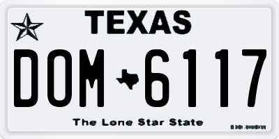 TX license plate DOM6117