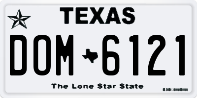 TX license plate DOM6121