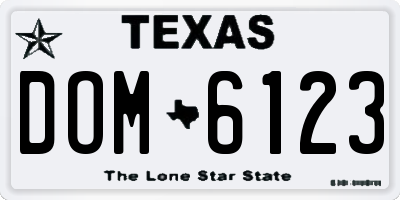 TX license plate DOM6123