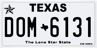 TX license plate DOM6131