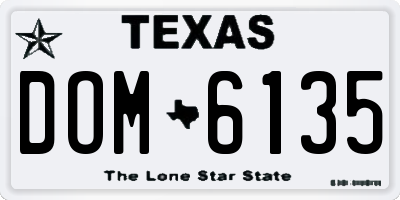 TX license plate DOM6135