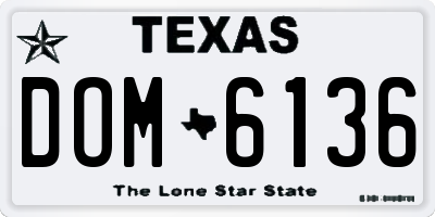 TX license plate DOM6136