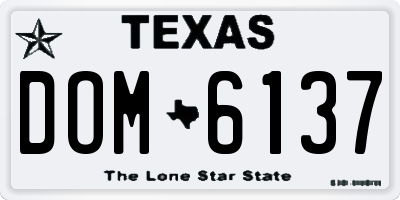 TX license plate DOM6137