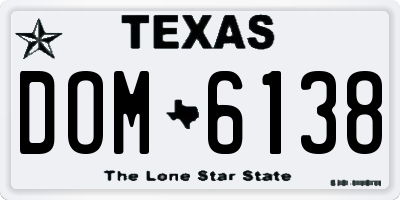 TX license plate DOM6138