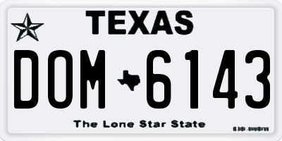TX license plate DOM6143