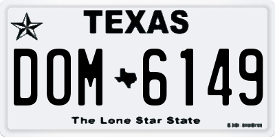 TX license plate DOM6149
