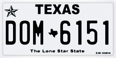 TX license plate DOM6151