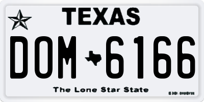 TX license plate DOM6166