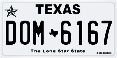 TX license plate DOM6167