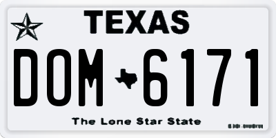 TX license plate DOM6171