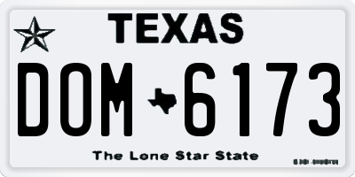 TX license plate DOM6173