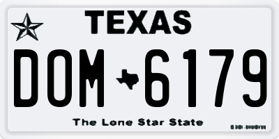 TX license plate DOM6179