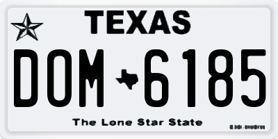 TX license plate DOM6185