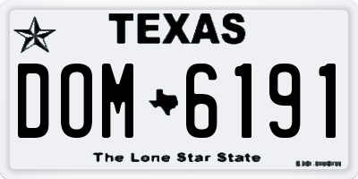 TX license plate DOM6191