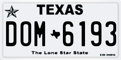 TX license plate DOM6193