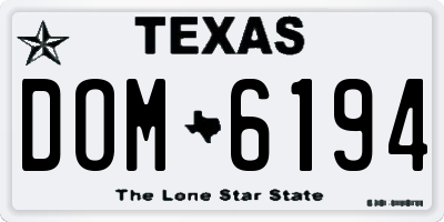 TX license plate DOM6194