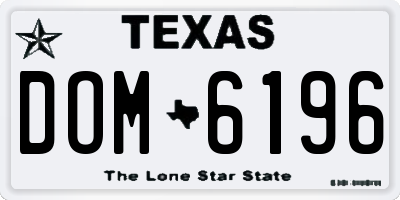 TX license plate DOM6196
