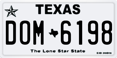 TX license plate DOM6198