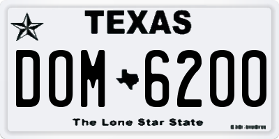 TX license plate DOM6200