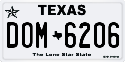 TX license plate DOM6206