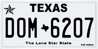 TX license plate DOM6207