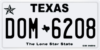 TX license plate DOM6208