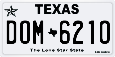 TX license plate DOM6210