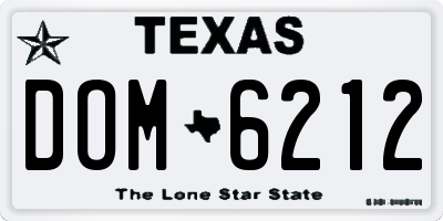 TX license plate DOM6212