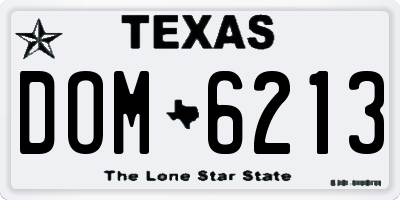 TX license plate DOM6213