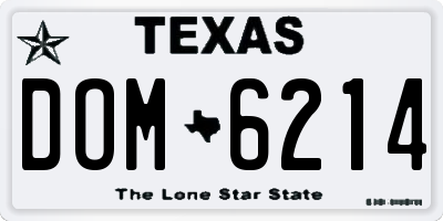 TX license plate DOM6214