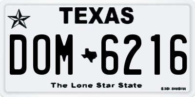 TX license plate DOM6216