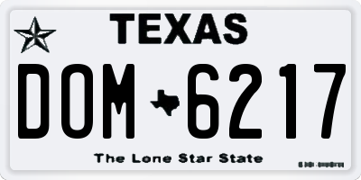 TX license plate DOM6217
