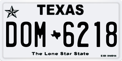 TX license plate DOM6218