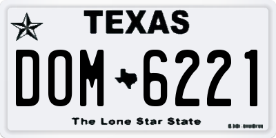 TX license plate DOM6221