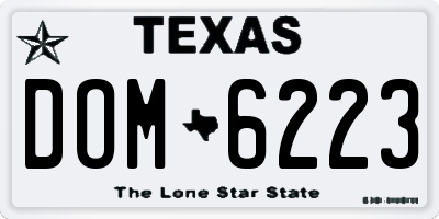 TX license plate DOM6223