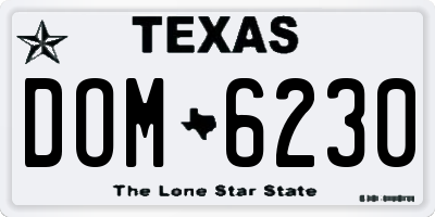 TX license plate DOM6230