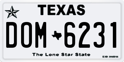 TX license plate DOM6231