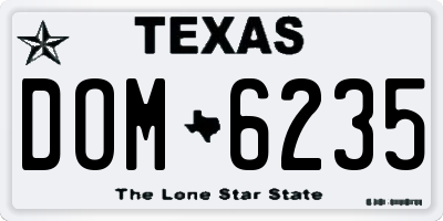 TX license plate DOM6235
