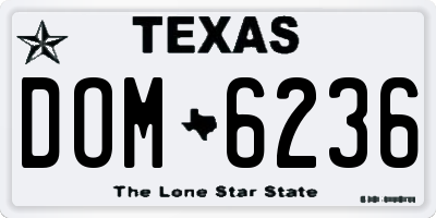TX license plate DOM6236