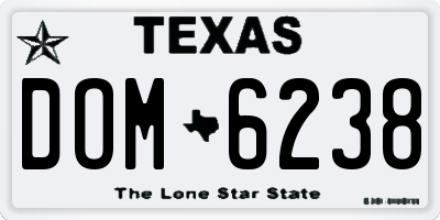 TX license plate DOM6238