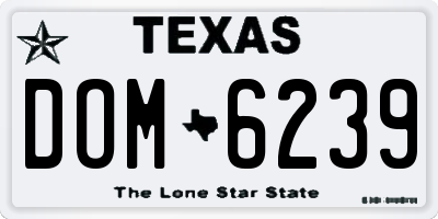 TX license plate DOM6239