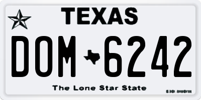 TX license plate DOM6242
