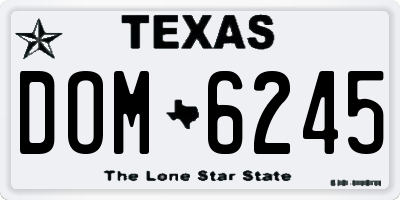 TX license plate DOM6245