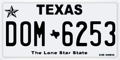 TX license plate DOM6253