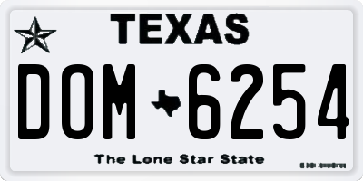 TX license plate DOM6254
